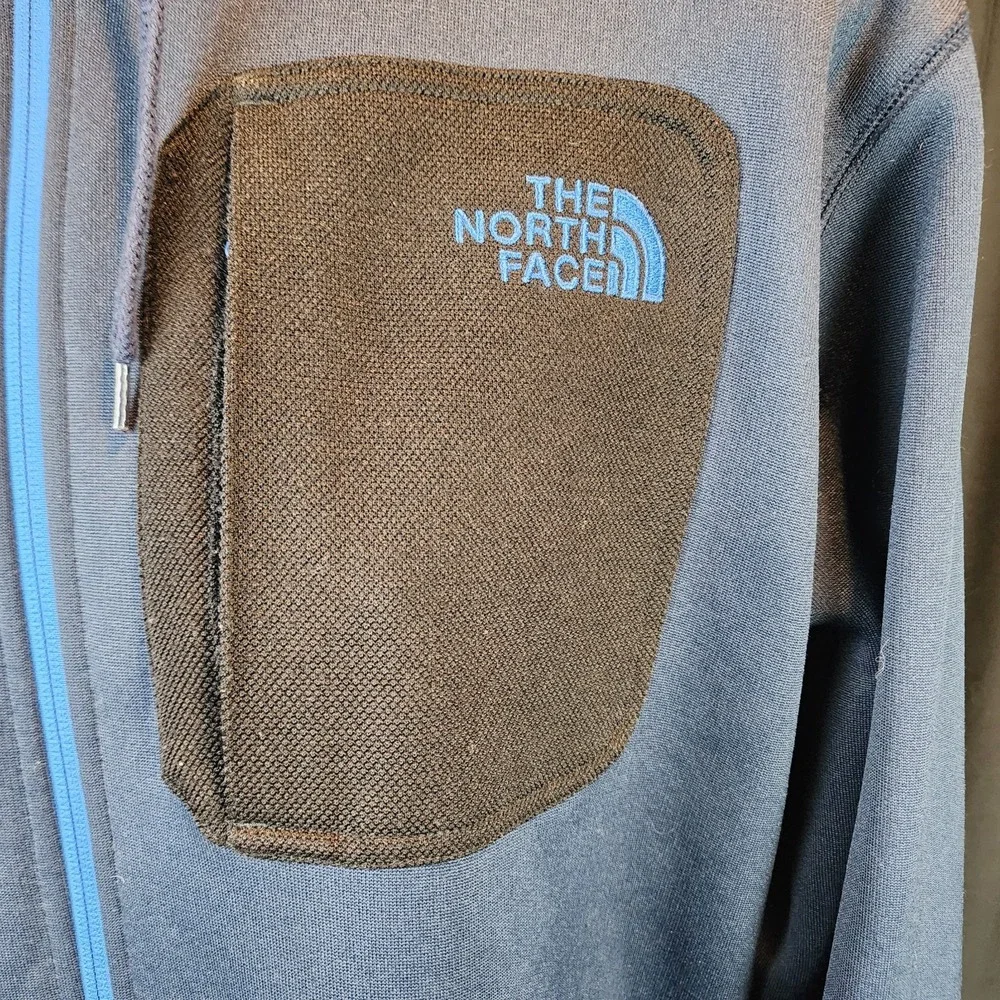 The North Face Mens Hooded Jacket Black And Blue‎ Pockets Size L